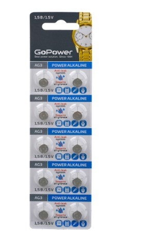 Батарейка GoPower G3/LR736/LR41/392A/192 BL10 Alkaline