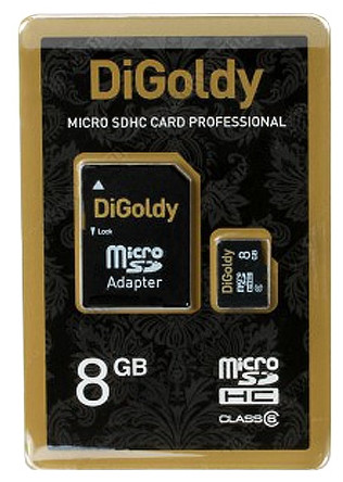 Карта памяти 8Gb MicroSDHC DiGoldy Class10 с адаптером SD