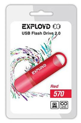 Флеш-накопитель 4Gb Exployd 570, USB 2.0, красный