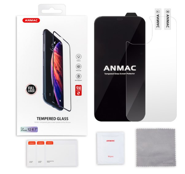 Защитное стекло для ApL iph 12  12 Pro ANMAC усиленное 3D черный