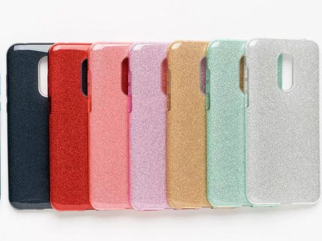 Накладка для Samsung A217 A21S, с блестками, золото