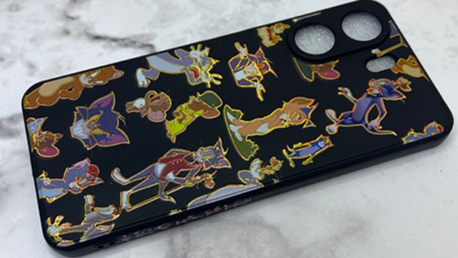 Накладка для XIAOMI Redmi 13C POCO C65, Том и Джерри с золотой окантовкой