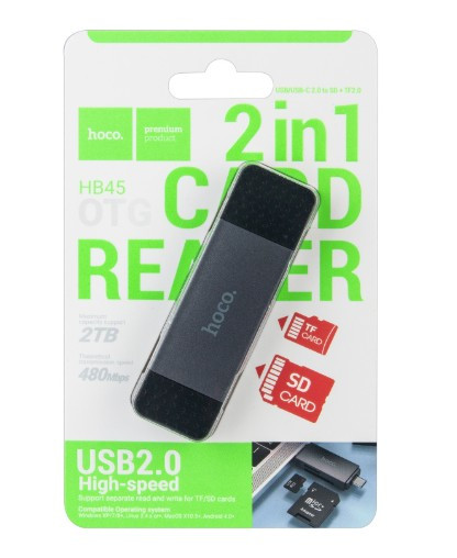 USB Card Reader Hoco HB45. 2 в 1 USB 2.0 Type C