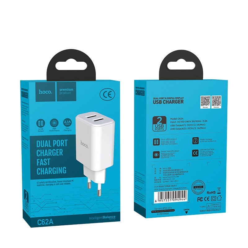 СЗУ HOCO C62A 2USB 2.1A
