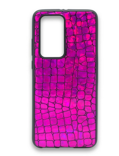 Накладка для Huawei P40 Pro, крокодил перламутровый, фуксия