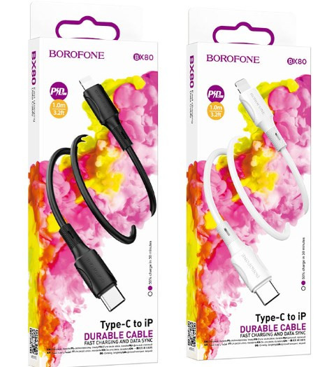 USB кабель BOROFONE BX80 для Type-C - Lightning, 3A, PD 20W 1 м