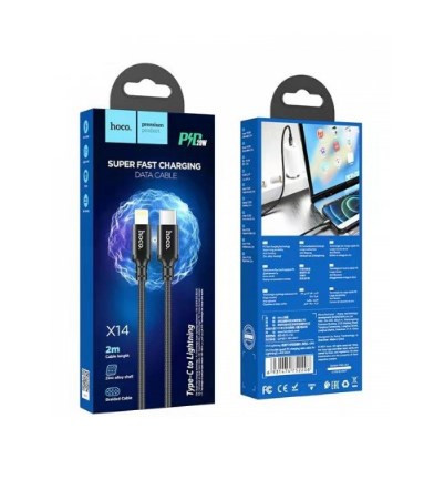 USB кабель для lightning HOCO X14 Double speed, Type-C - Lightning, 3A, 20W, 2 м