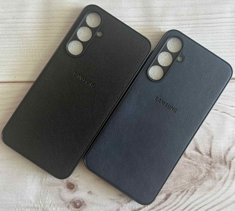 Накладка для SAMSUNG S24 Plus,  под кожу с логотипом, черный