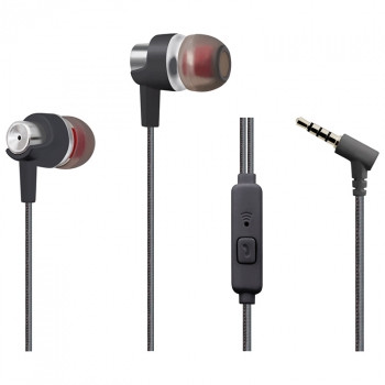 Наушники WALKER H520, с микрофоном и кнопкой ответа (матерчатый провод, угловой разъем), черные