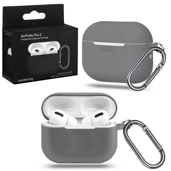 Чехол Airpods Pro 2, с карабином, серый