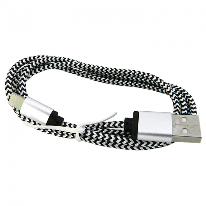 USB кабель для Micro WALKER C310 в матерчатой обмотке, серебро