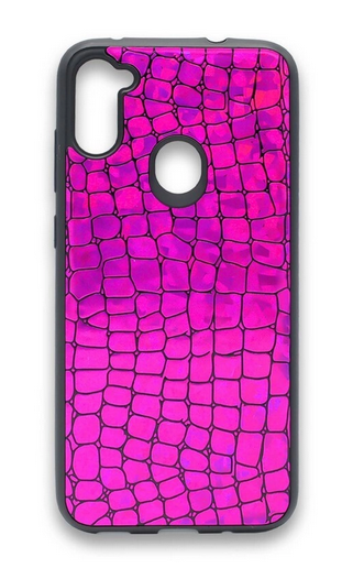 Накладка для SAMSUNG A21 (A215), крокодил перламутровый, фуксия
