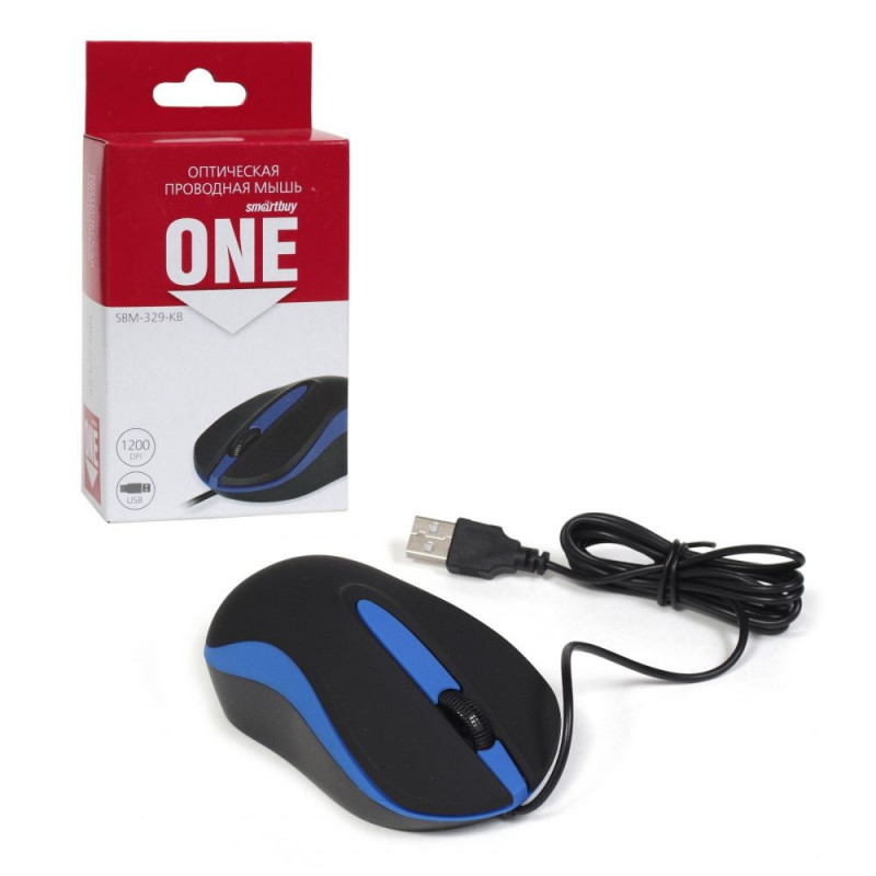 Мышь проводная SMARTBUY ONE 329 черно синяя