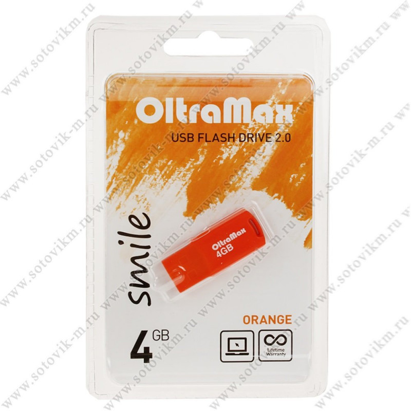 Флеш-накопитель 4Gb OltraMax 230, USB 2.0, оранжевый