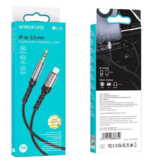 Кабель AUX BOROFONE BL15 AUX Jack 3.5 (m) - Lightning (m), 1 м