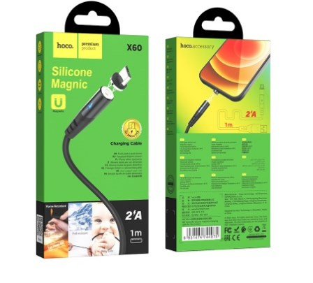 USB кабель для Micro HOCO X60, Honorific, магнитный, 2А, 1 м