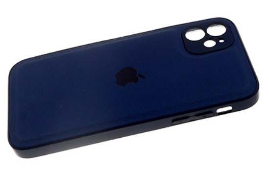 Накладка для SAMSUNG A33 5G, под кожу, с защитой камеры, темно синий