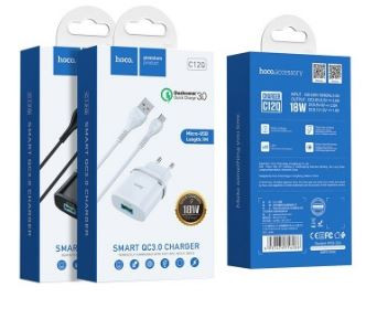 СЗУ HOCO C12Q Smart 3A 1USB 18W с кабелем micro