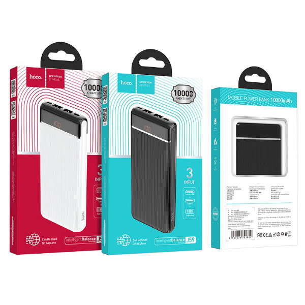 Внешний аккумулятор HOCO J59, 10000mAh, 2 USB, с LED индикатором, 2.0A