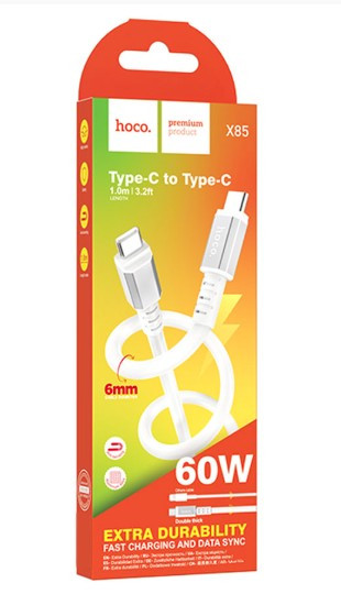 USB кабель для TYPE-C на TYPE-C. HOCO X85 Strength , 3A, 1м