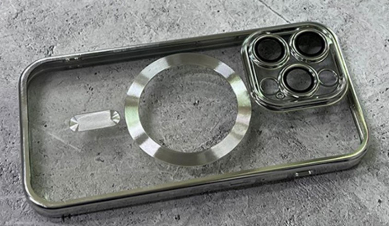 Накладка для Apl IPh 14 Pro Max, с защитой камеры, MagSafe серебро