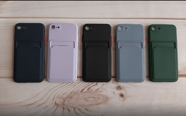 Накладка для Apl IPh 12, с визитницей, цветной