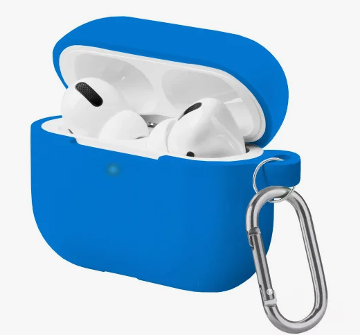 Чехол Airpods 3, с карабином, голубой
