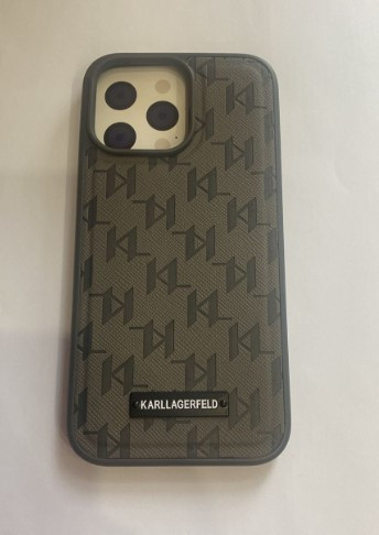 Накладка для Apl IPh 16 Pro Max, KARL ,Karl Lagerfeld 3D Rubber, серый