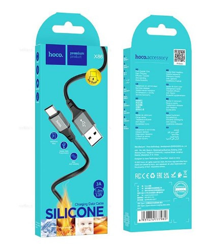 USB кабель для TYPE-C HOCO X86, 3A, 1м