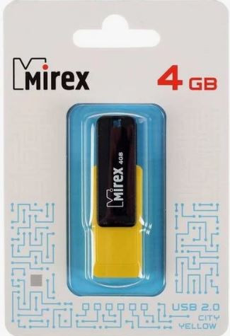 Флеш-накопитель 4Gb Mirex CITY, USB 2.0, желтый