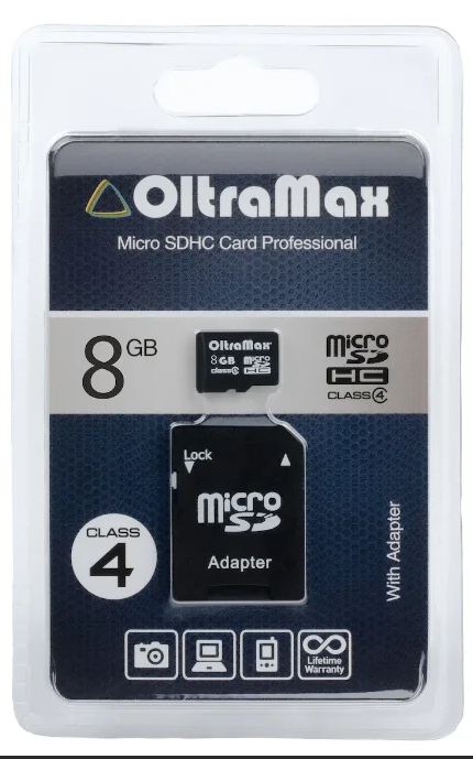 Карта памяти 8Gb MicroSDHC OltraMax Class 4 без адаптера