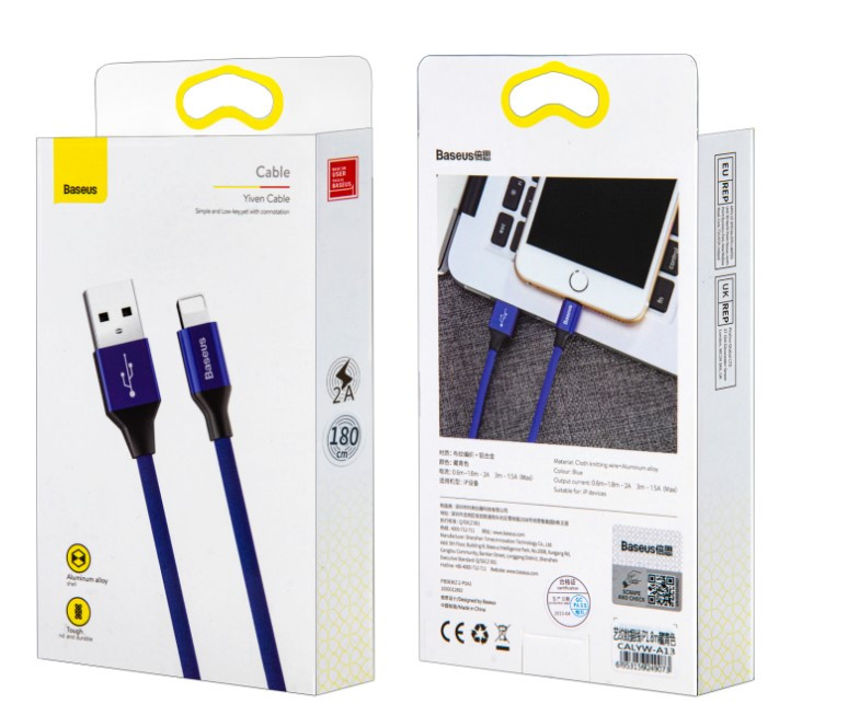 USB кабель для Lightning Baseus Yiven, 1.8 м, 2.1A, CALYW-A13
