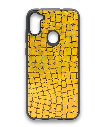 Накладка для SAMSUNG A21 (A215), крокодил перламутровый, золото