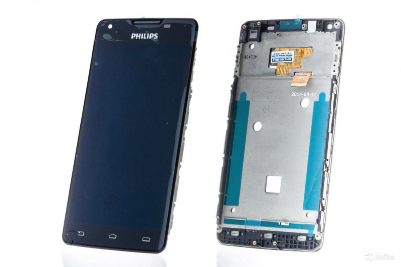 Дисплей для Philips W6610 в сборе c сенсором (черный)
