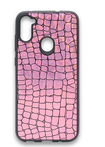 Накладка для SAMSUNG A21 (A215), крокодил перламутровый, розовый