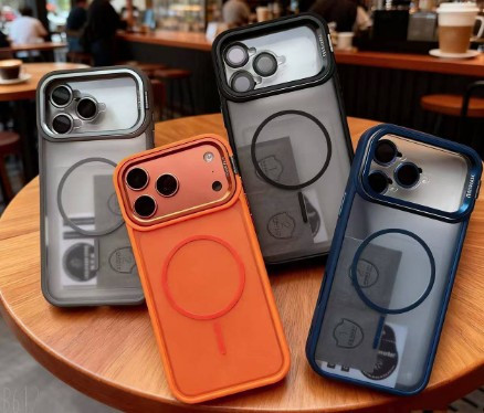 Накладка для Apl IPh 17 Pro,  Magsafe, с линзами, серый