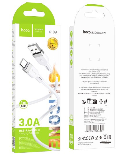 USB кабель для TYPE-C HOCO X109,  1,м