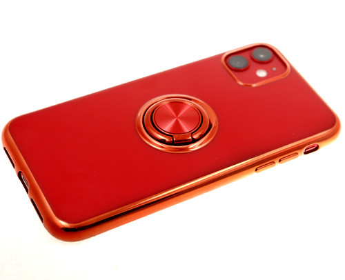 Накладка для SAMSUNG A71 A715F, Глянцевая, с кольцом, красный