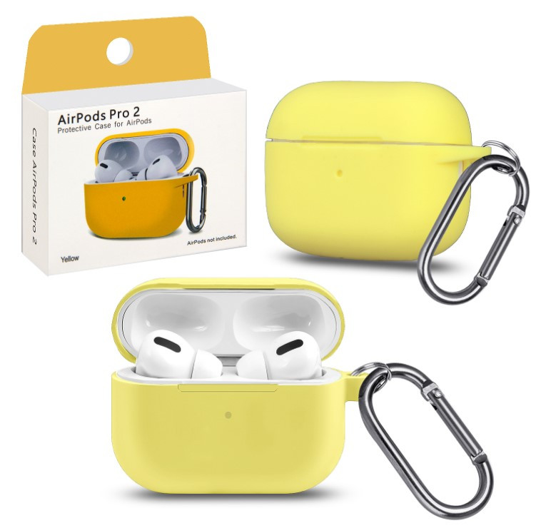 Чехол Airpods Pro 2, с карабином, желтый