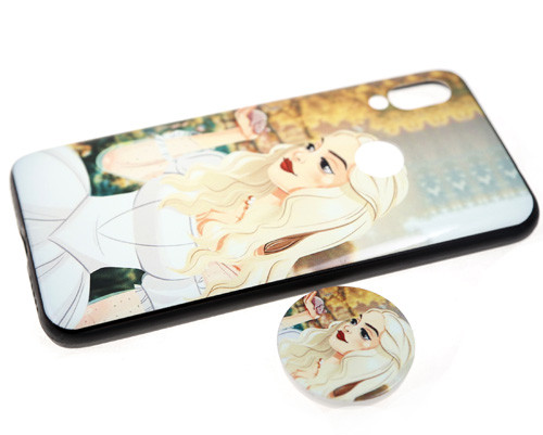 Силикон для SAMSUNG A205F (A20)/A305F (A30), с попсокетом, Белоснежка