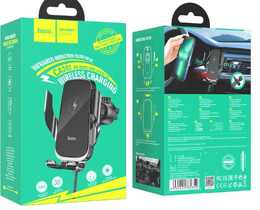 Автодержатель HOCO CA202 Enlightener infrared induction wireless charing car holder