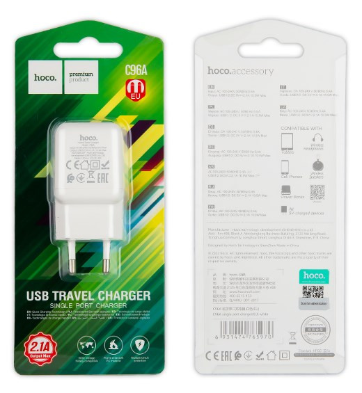 СЗУ HOCO C96A 1USB 2.1A