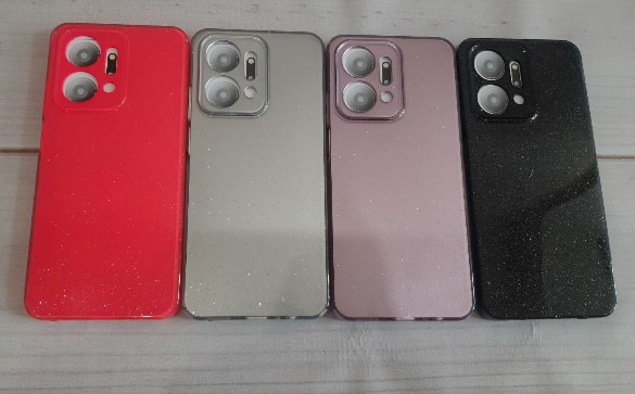 Накладка для Samsung A34, плотный с блестками, сиреневый