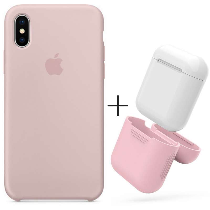 Чехол Airpods Silicon Case розовый песок