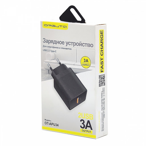 СЗУ OT-APU34 2USB-C Quick Charge 3.0 Type-C 3A