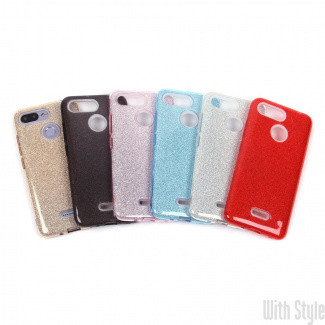 Накладка для XIAOMI Redmi 6, с блестками, серебро