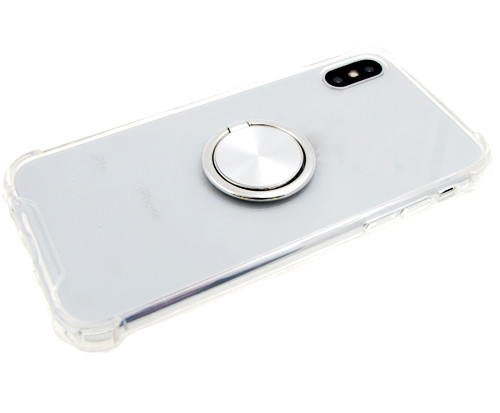 Накладка для HUAWEI Honor 7A/Y6 Pro/Y5 Prime/Y5 2018, прозрачная с кольцом серебро
