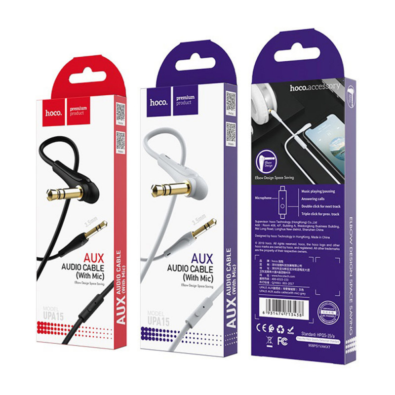 Кабель AUX HOCO UPA15 AUX с микрофоном Jack 3.5 (m) - Jack 3,5 (m), 1 м