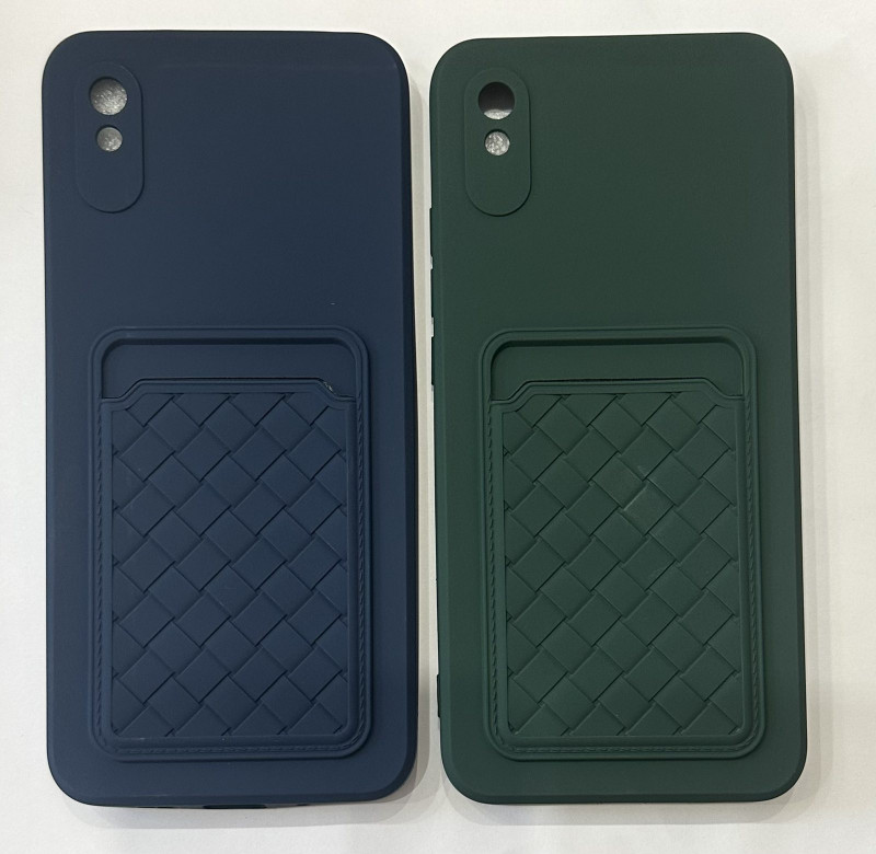 Накладка для XIAOMI Redmi 9A,  плетенный с визитницей, изумруд