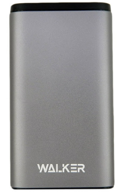 Внешний аккумулятор Walker WB-710QC, 10000 mAh, Li-Pol, QC3.0, 18Вт, USBx2, Type-C, дисплей, металл, серебро